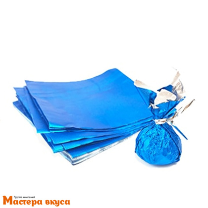 Фольга оберточная для конфет 10*10 см (синяя), упак 20 шт