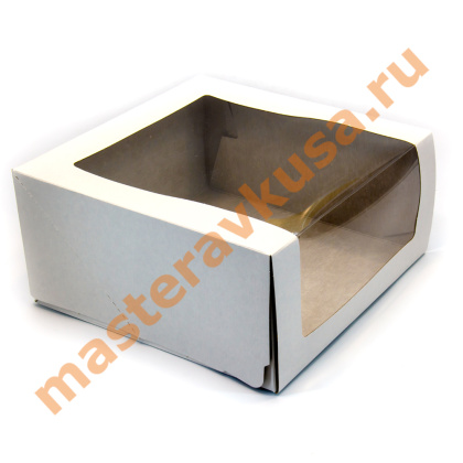 Короб для торта с панорамным окном, 225*225*110 мм, белый, 