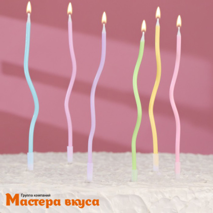 Свечи высокие Волна пастельные, (набор 6 шт), h-15см