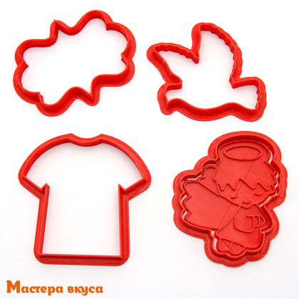 Набор вырубок пластик НА КРЕЩЕНИЕ + штамп, (набор 4 шт) ~8 см