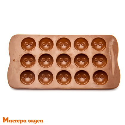 Форма для шоколада силиконовая  ШАРИК СМАЙЛ круглый, (15 ячеек) 20*10 см