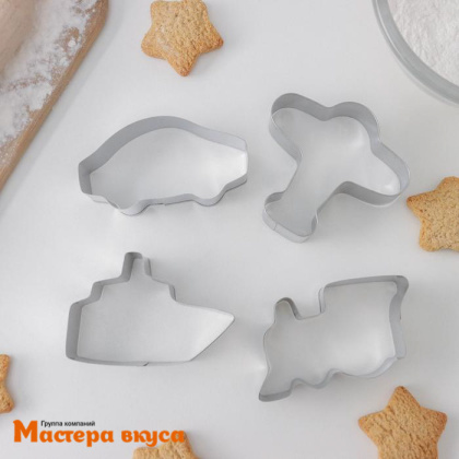 Набор вырубок металл ТРАНСПОРТ, max~7,8*4 см, (набор 4 шт)