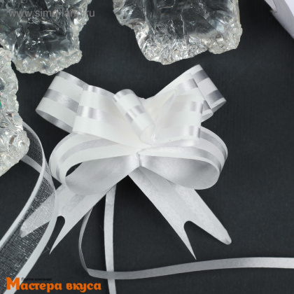 Бант-бабочка БЕЛЫЙ Линии, (ш 1,2 см) d~3 см