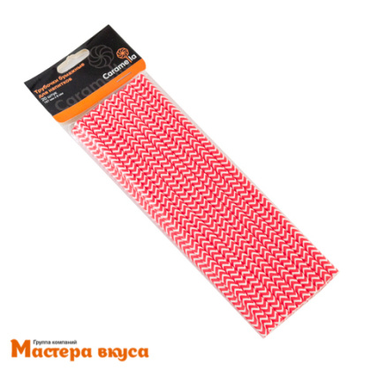 Трубочки бумажные, 20 см (упак 20 шт)  белые/красные "Зигзаг"