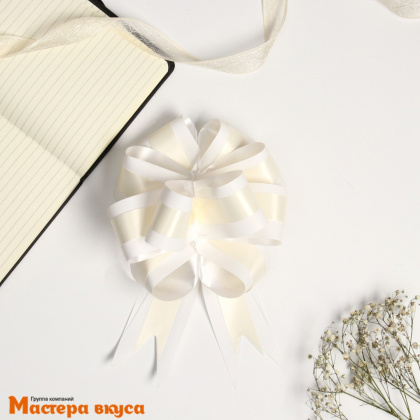 Бант-шар  БЕЛЫЙ с полосой, (ш 5 см) d~15 см