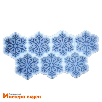 Форма для леденцов силиконовая  СНЕЖИНКИ, (7 ячеек) 23*11,7 см 