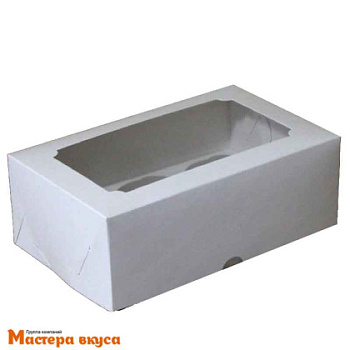 Коробка для  6 капкейков с окном, 250*170*100 мм, (белая), АП