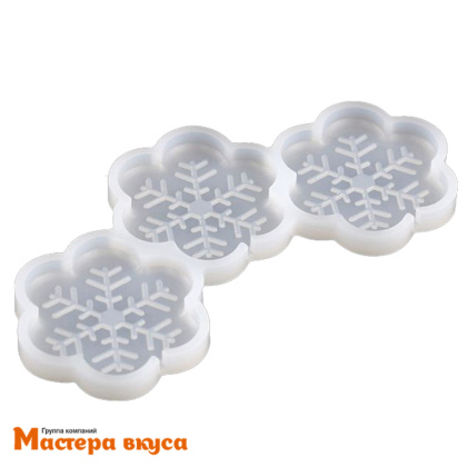 Форма для леденцов силиконовая (НГ) СНЕЖИНКИ d-5,5см, (3 ячейки) 12,7*5,5*0,6 см 