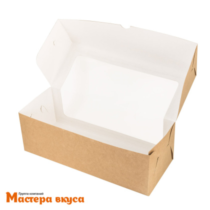 Упаковка для рулета с боковым окном 300*120*100 мм (крафт) 