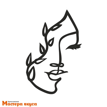 Украшение акриловое КОНТУР ЛИЦА С МАЛЕНЬКОЙ ВЕТКОЙ, чёрный, ~12,8*8,5 см (без палочки)