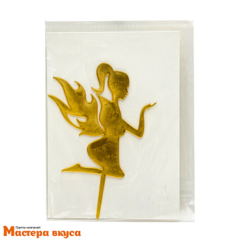 Топпер пластиковый ФЕЯ СИДИТ, силуэт золотой, ~10*10 см