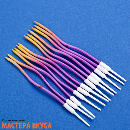 Свечи высокие Волна металлик градиент золото,фиолетовый, (набор 12 шт), h-15см
