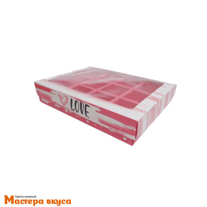 Упаковка для конфет 12 шт с окном (крышка/дно) 190*150*36мм  (Любовь)
