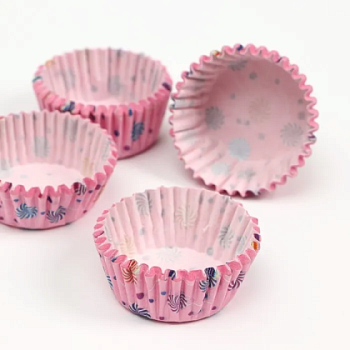 Капсула бумажная для конфет, d-3,5см  h-2см, ЛЕДЕНЕЦ РОЗОВАЯ (миниупак ~25-30 шт)