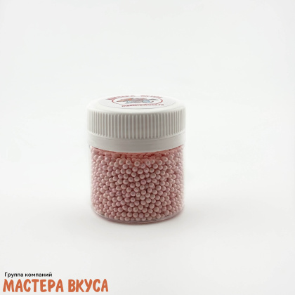 Посыпка Шарики сахарные Бисер РОЗОВЫЙ перламутр (d2мм), 25г 