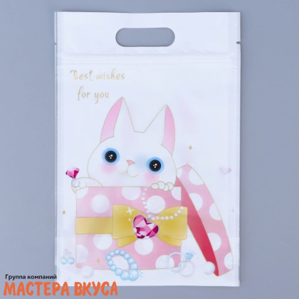 Пакет полиэтиленовый с вырубными ручками 150*230 мм, с ЗИП-замком, "Милые котики"