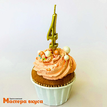 Свеча-цифра "МИНИ", золотая - 4  (h-4.5см)