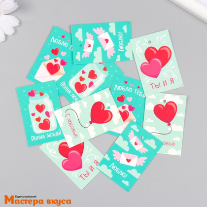 Бирка декоративная в наборе "Любовь" 4*6 см, (набор 10 шт)