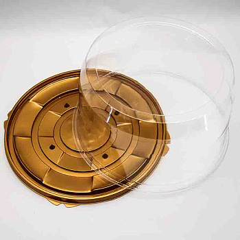 Контейнер круглый,  D220  h125 мм (комплект дно золотое/крышка), ПР-Т-223