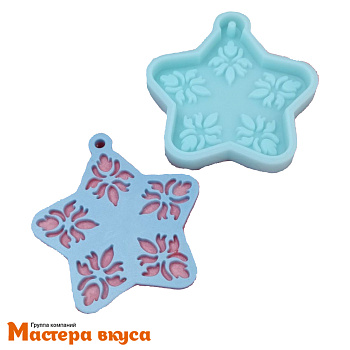 Молд силиконовый ЗВЕЗДОЧКА НА ЕЛОЧКУ, изд d~7,4см (шоколад~26гр) 