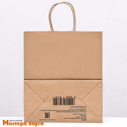 Пакет бумажный с кручеными ручками 220*120*250 мм, (крафт)