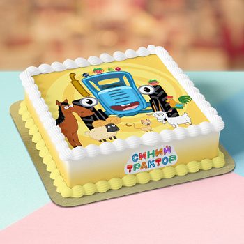 Фотопечать Синий трактор, для торта, № 49