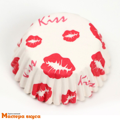 Капсула бумажная для конфет, d-3,5см  h-2см, ПОЦЕЛУЙ (миниупак ~15-20 шт)