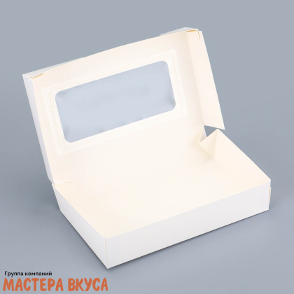 Упаковка для сладостей 20*12*4 см, белая с окном