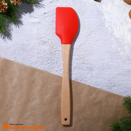 Лопатка силиконовая с деревянной ручкой 26 см, "Олени"