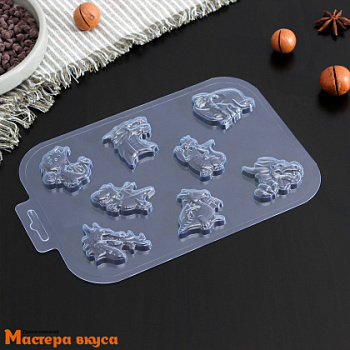 Форма для шоколада пластиковая ДРАКОНЫ, (8 ячеек)