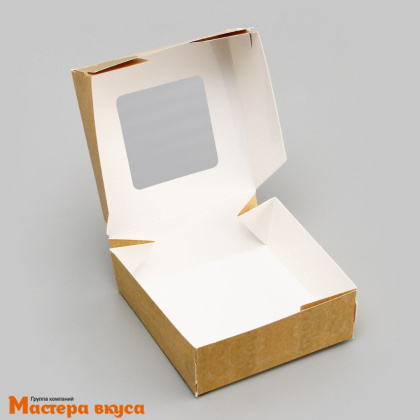 Упаковка для пряников и печенья с окном 11,5*11,5*4 см (крафт)