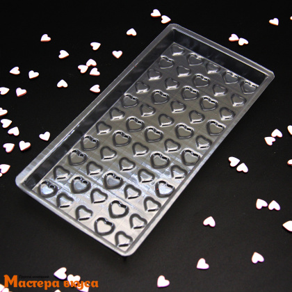 Форма для шоколада пластиковая, плитка СЕРДЦА, 165*95 мм 