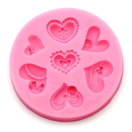 Молд силиконовый СЕРДЦА АЖУРНЫЕ. 7 фигур,  9,5*9,5*1 см