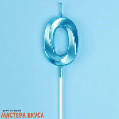 Свеча-цифра "Грань", голубой металлик, на шпажке  (h-5 см) - 0