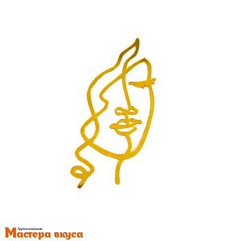 Зеркальное украшение КОНТУР ЛИЦА (ДЕВУШКА С КУДРЯМИ), золото, ~11*15 см (без палочки)