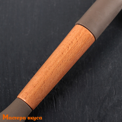 Лопатка силиконовая с деревянной ручкой 32 см, "Брауни"