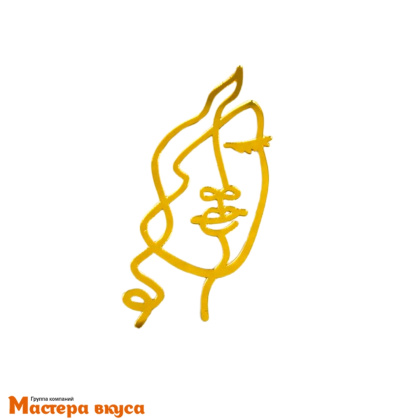 Зеркальное украшение КОНТУР ЛИЦА (ДЕВУШКА С КУДРЯМИ), золото, ~11*15 см (без палочки)