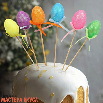 Набор топперов  3D ПАСХАЛЬНЫЕ ЯИЧКИ, пенопласт,дерево (набор 5 шт) ~3*4 см 