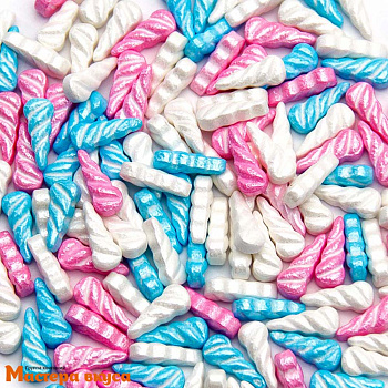 Посыпка 3D Единорог бело/розо/голубая 6мм, 50 гр