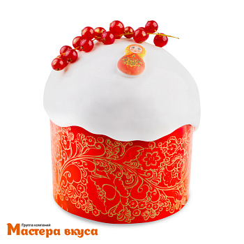 Форма бумажная для кулича (500г) d134*h100 мм КРАСНАЯ ПАСХА