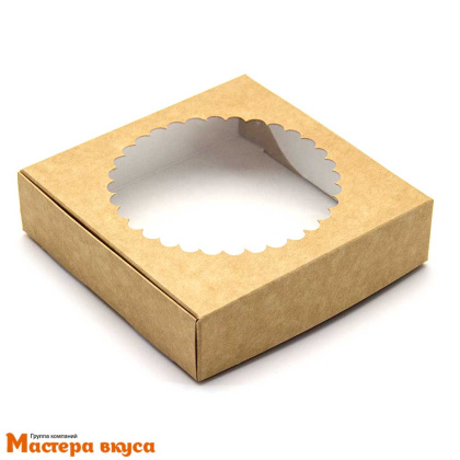 Упаковка для пряников и печенья с окном 11,5*11,5*3 см (крафт)