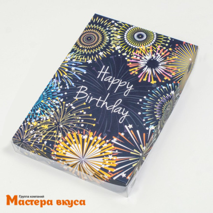 Упаковка для пряников и печенья с прозр. крышкой 220*150*30 мм  (Праздничный салют), черная