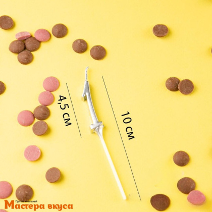 Свеча-цифра "МИНИ", серебро - 1  (h-4.5см)