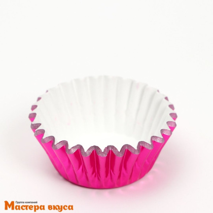 Капсула бумажная для конфет, d-3,5см  h-2см,  МЕТАЛЛИК ЯРКО-РОЗОВАЯ (миниупак ~20-25 шт)