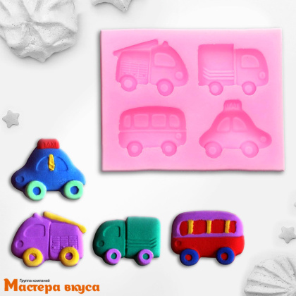 Молд силиконовый ТРАНСПОРТ, 4 ячейки, 8*16,5*1,1 см