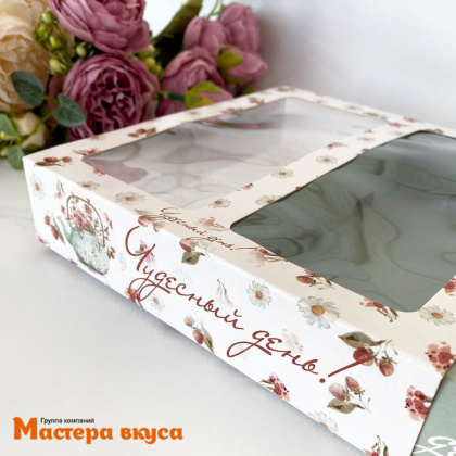 Упаковка для конфет  8 шт и плитки шоколада с обечайкой 177*178,5*38,5мм (Чайный букет)