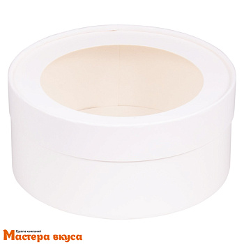 Упаковка для зефира, печенья и макарон тубус с окном d160 h70мм (белый) (2-д)