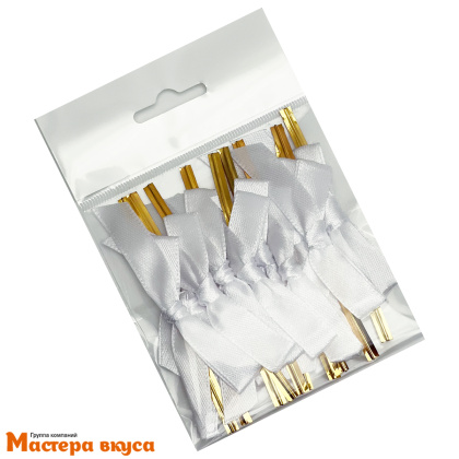 Твист-лента бант БЕЛЫЙ, 8-10 см, (упак 10 шт)