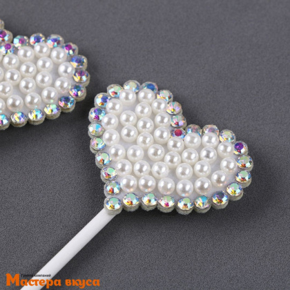 Набор для украшения торта и десертов БЛЕСТЯЩИЕ СЕРДЕЧКИ, пластик (набор 3 шт) ~10*22 см 