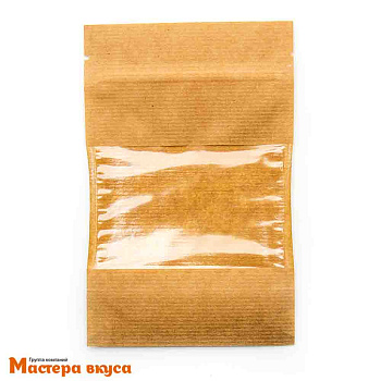 Пакет Дой-пак 120*185+(30+30) мм, с ЗИП замком и прозрачным окошком 70мм